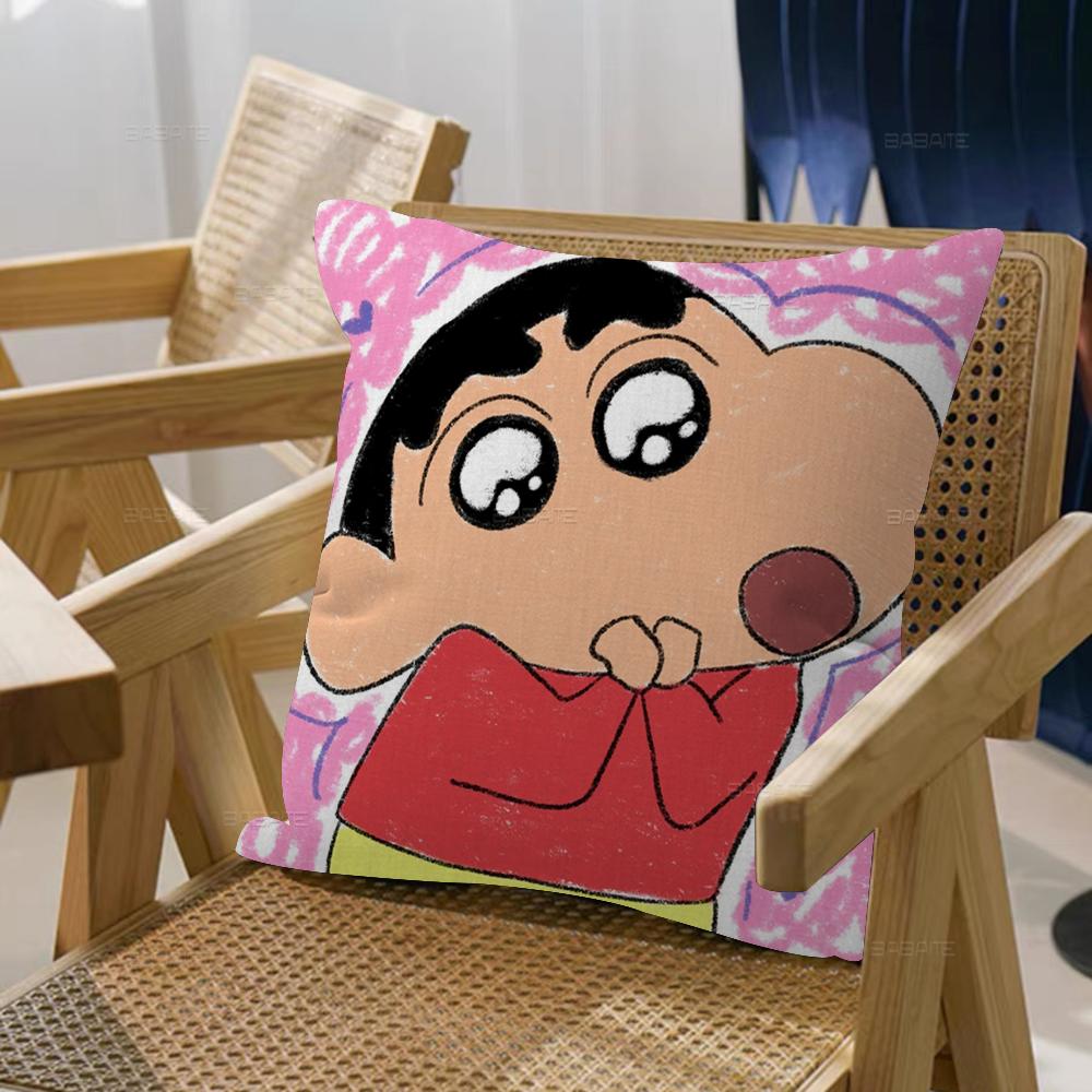 Watercolor Crayon Shin-chan Cushion Cover Car Throw Pillow Case For Sofa Car Christmas Gift 40x40cm 45x45cm