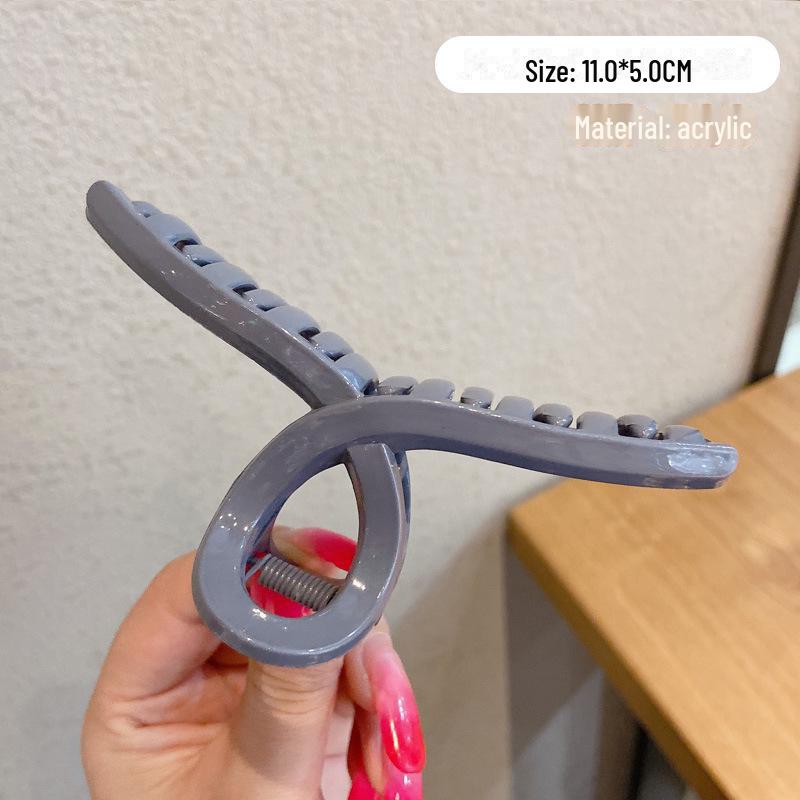 Versatile Milk Coffee Hair Clip: Large, Simple Shark Design for Women