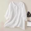 Camisa Suelta de Manga Media con Cuello de Muñeca para Mujer