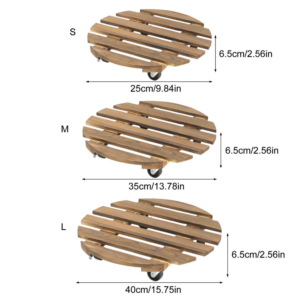 Rolling Wood Planter Potted Plant Stand with Wheels Flower Pots Rack Indoor Outdoor Planter Trolleys Rolling Tray Garden