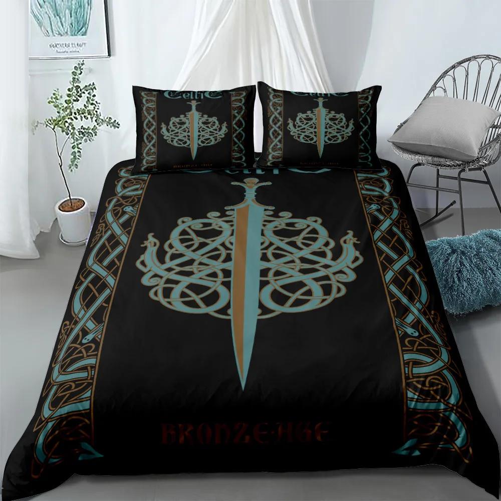 Vikings Yggdrasil Fenrir Wolf Bedding Set King Queen Double Full Twin Single Size Mythology Symbols Runes Bed Linen Set