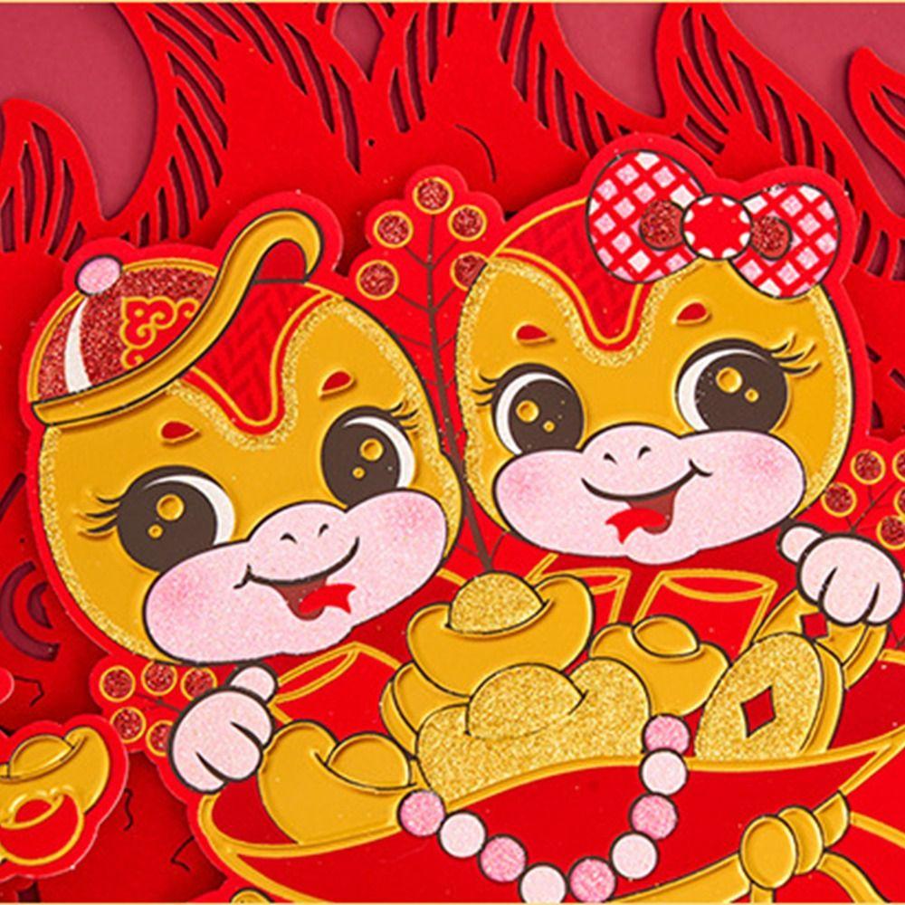 Traditional Fortune Pendant Reusable Red Lantern String Blessing New Year Ornaments  Atmosphere