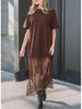 2025 Summer European & American Women's Lace Patchwork Short Sleeve Long Dress