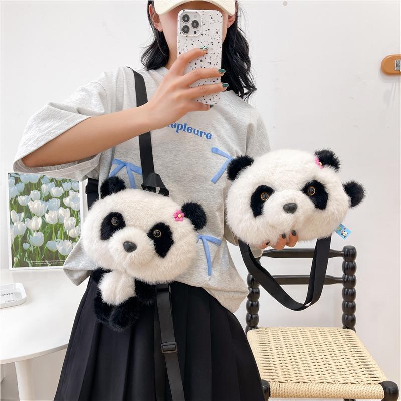 Grab Doll Panda Plush Bag Women's Shoulder Messenger Bag Doll Backpack Cute Cartoon Bag