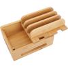 Oumefar Bamboo Multi-Device Stand Holder Charging Station Phone Tablet Charger Organizer 4 in 1 Charging Station for Multiple Devices for Meeting