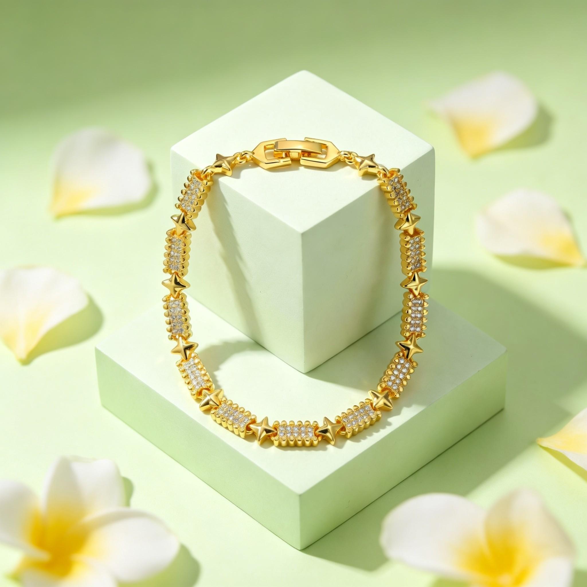 Luxurious Four-Pointed Star Bracelet Crystal Geometric Bracelets Delicate Women s Jewelry Gift