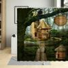Fantasy Fairy Tale World Shower Curtain Vine Door Green Forest Mushroom Animal Bathroom Decor Polyester Bath Curtains With Hooks