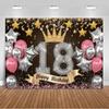 18th  Birthday Partys Decoration Backgound Black Gold Glitter Balloon Banner Women Men Boys Girls Bar Mitzvah Photography Props