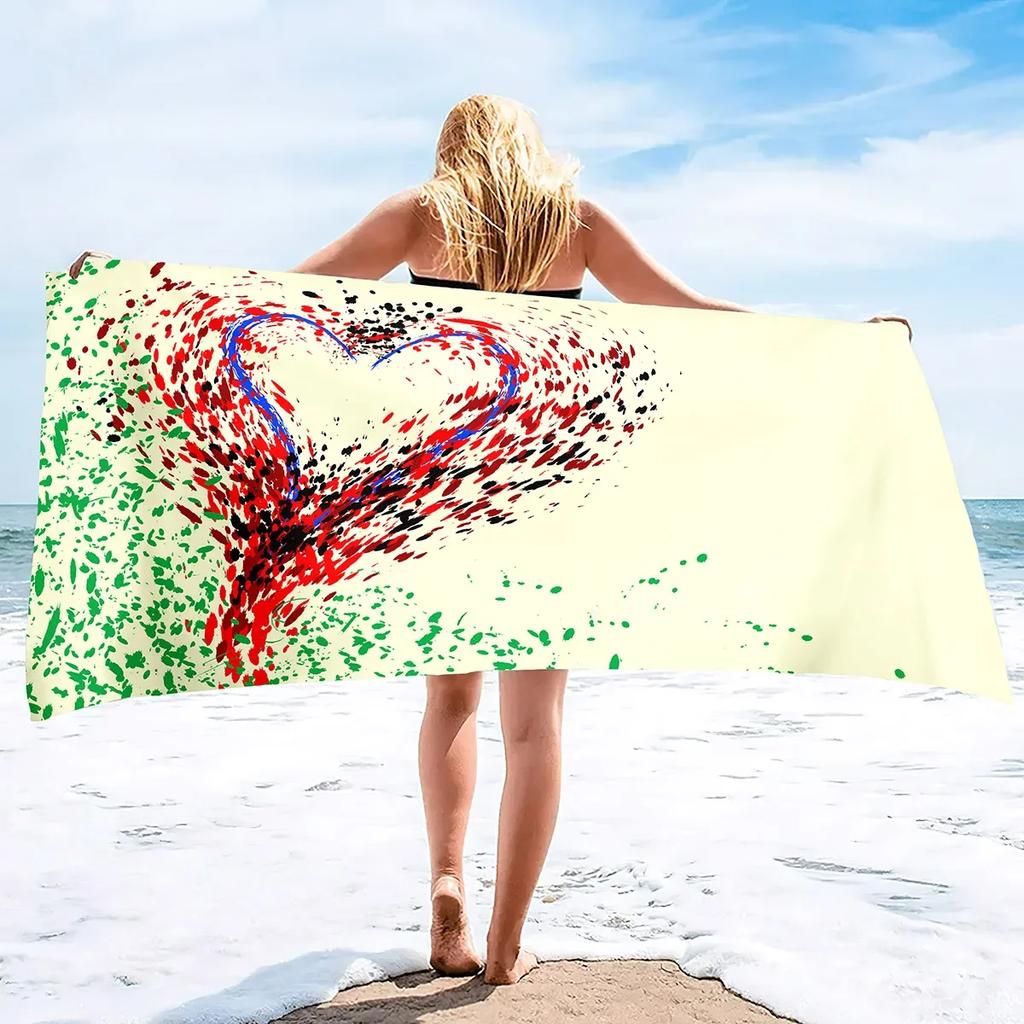 Valentines Day Hearts Beach Towels Oversized Microfiber Beach Towels for Adults Extra Large Yoga Towel for Outdoor Travel Swim