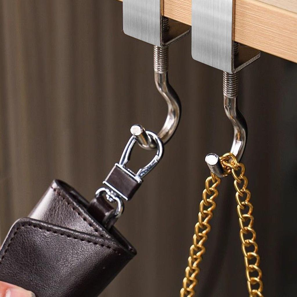 4/6pcs Multipurpose Table Hooks For Bags In Silver Finish Multifunctional Table Purse Hangers Desk Organizers