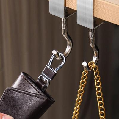 4/6pcs Multipurpose Table Hooks For Bags In Silver Finish Multifunctional Table Purse Hangers Desk Organizers