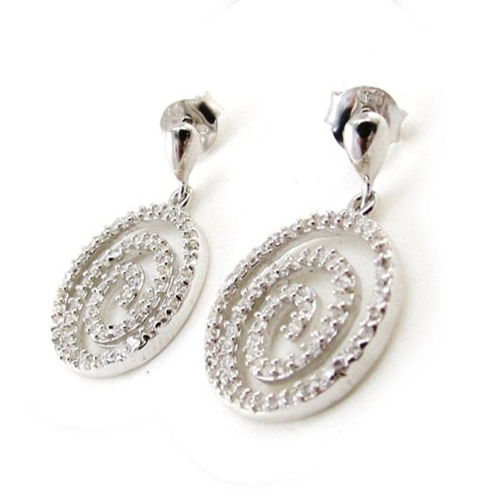 Les Trésors De Lily [J0187] - Boucles Argent 'Déesse' Blanc argenté (rhodié) - 23x15 mm
