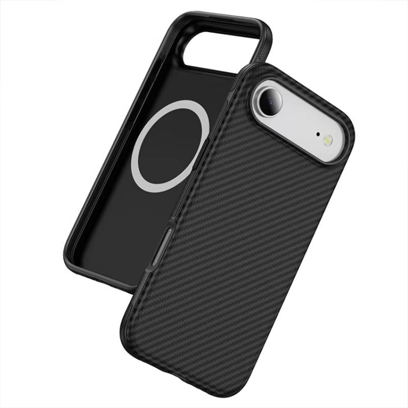 Matte Carbon Fiber Pattern Clear Phone Case for IPhone 17Air 16E 15 14 Plus 13 12 Pro Max Magnetic Charge Anti-Drop Protect Case