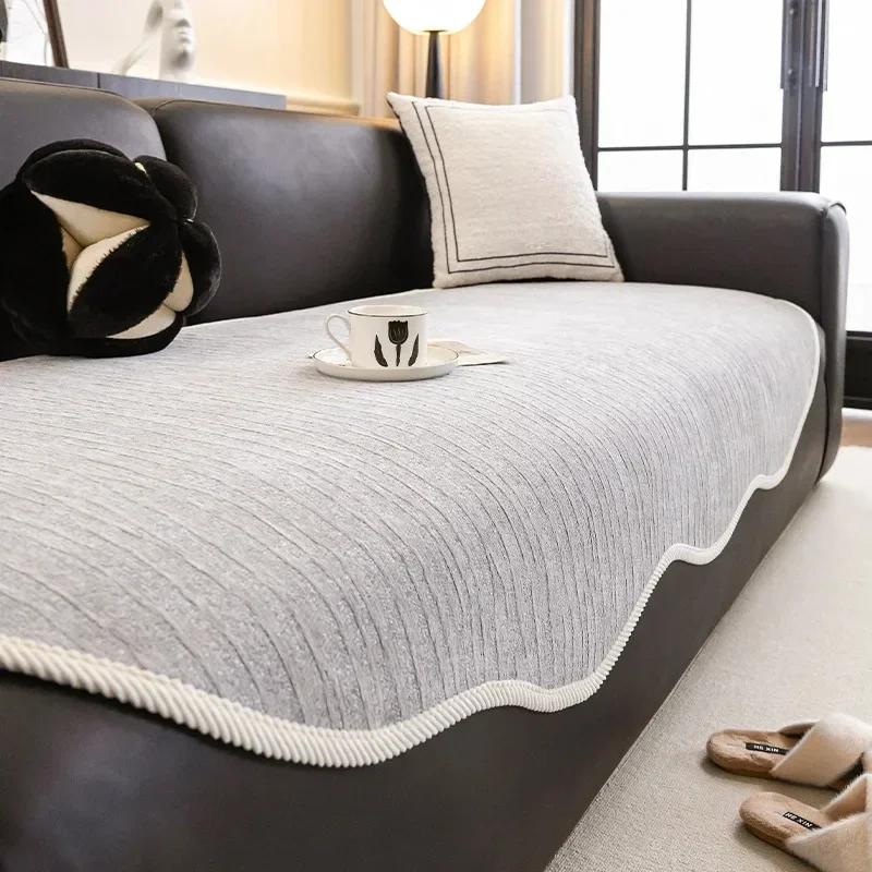 Irregular Chenille Soft Sofa Cover Non-slip Universal Four Seasons Irregular Sofa Mat European Style Couch Cushion Home Decor