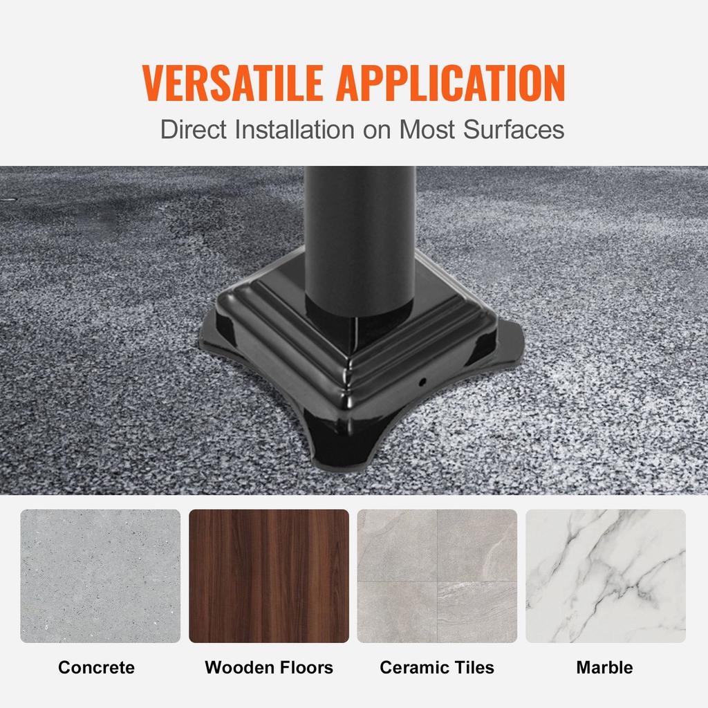 VEVOR Handrail, 1-3 Step Black Steel Railing for Steps 330LBS Capacity Stair Handrail Baking Varnish Metal Handrail for Stairs Stylish Handrails for