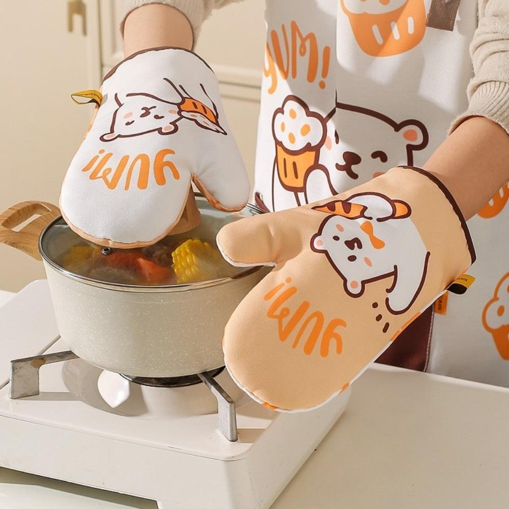 Thickened Insulated Gloves Cotton Microwave Oven Gloves Durable Heat-Resistant Gloves  Kitchen