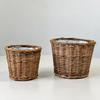 Wicker Planter Basket with Waterproof Liner Handwoven Natural Brown Willow Flowerpot