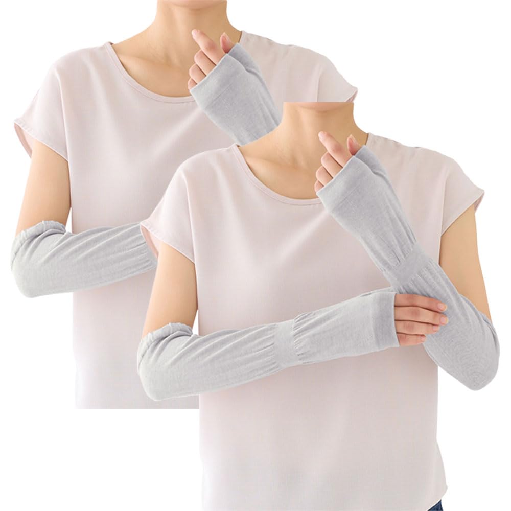 

Рукава Cool Magic длиной 35 см для двойного охлаждения, защита от УФ-лучей, влагоотводящие, быстросохнущие CGX751 светло-серые, один размер [Gunze] (Набор 2) (Вверх