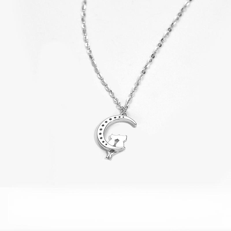 Cat Necklace On The Moon, Collar Chain, New Year's New Year's Small Market Design, Gift for Girlfriend