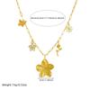 DIEYURO 316L Stainless Steel Golden Rose Flower Daisies Butterfly Pendant Necklace Lady New Luxury Classic Neck Chain jewelry