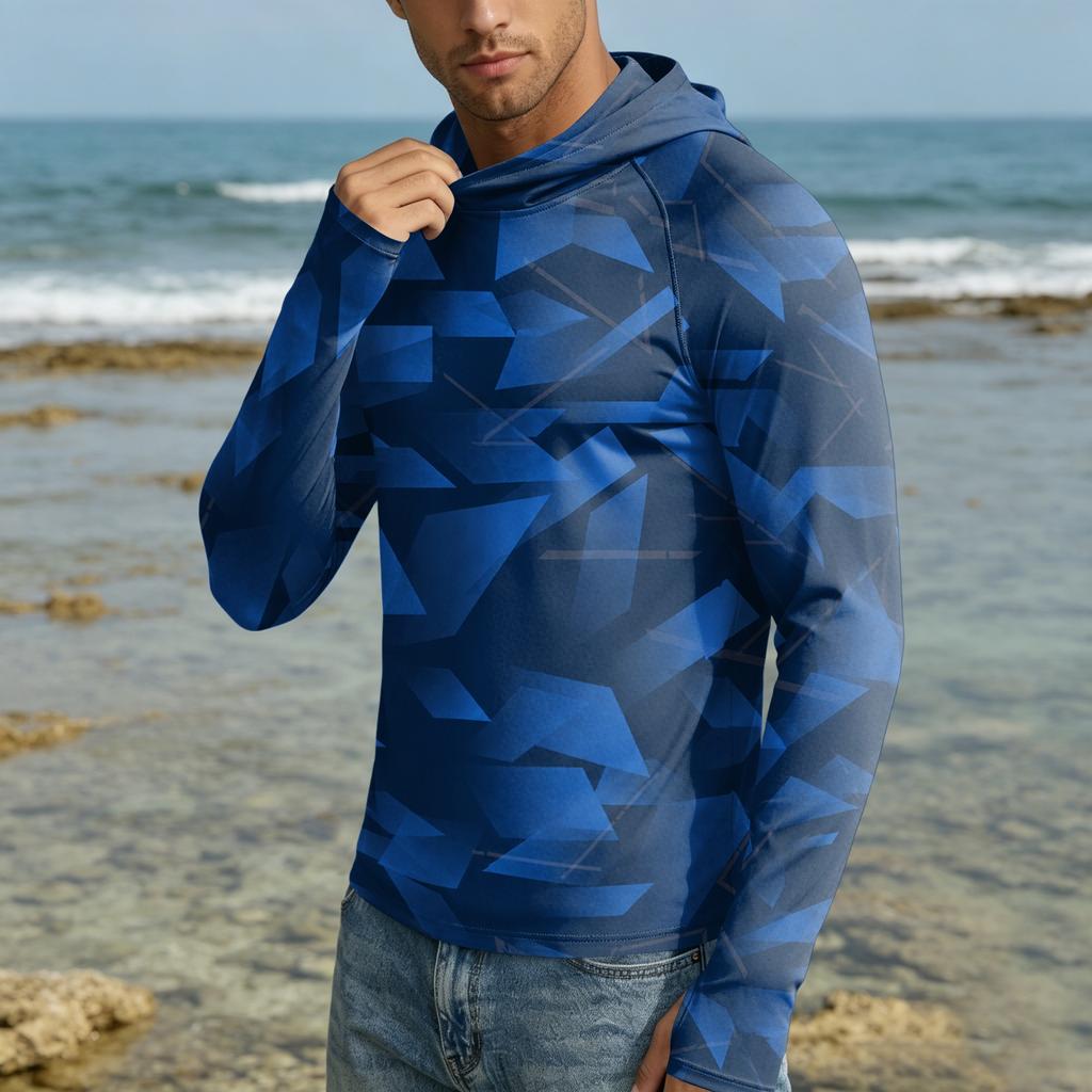 Herren UPF50+ Sonnenschutz Hoodie Langarm Schnelltrocknend Leicht Atmungsaktiv Sportshirt für Outdoor-Aktivitäten