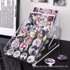 Acrylic Badge Display Stand with Transparent Tiered Shelves for Desktop Badge Storage