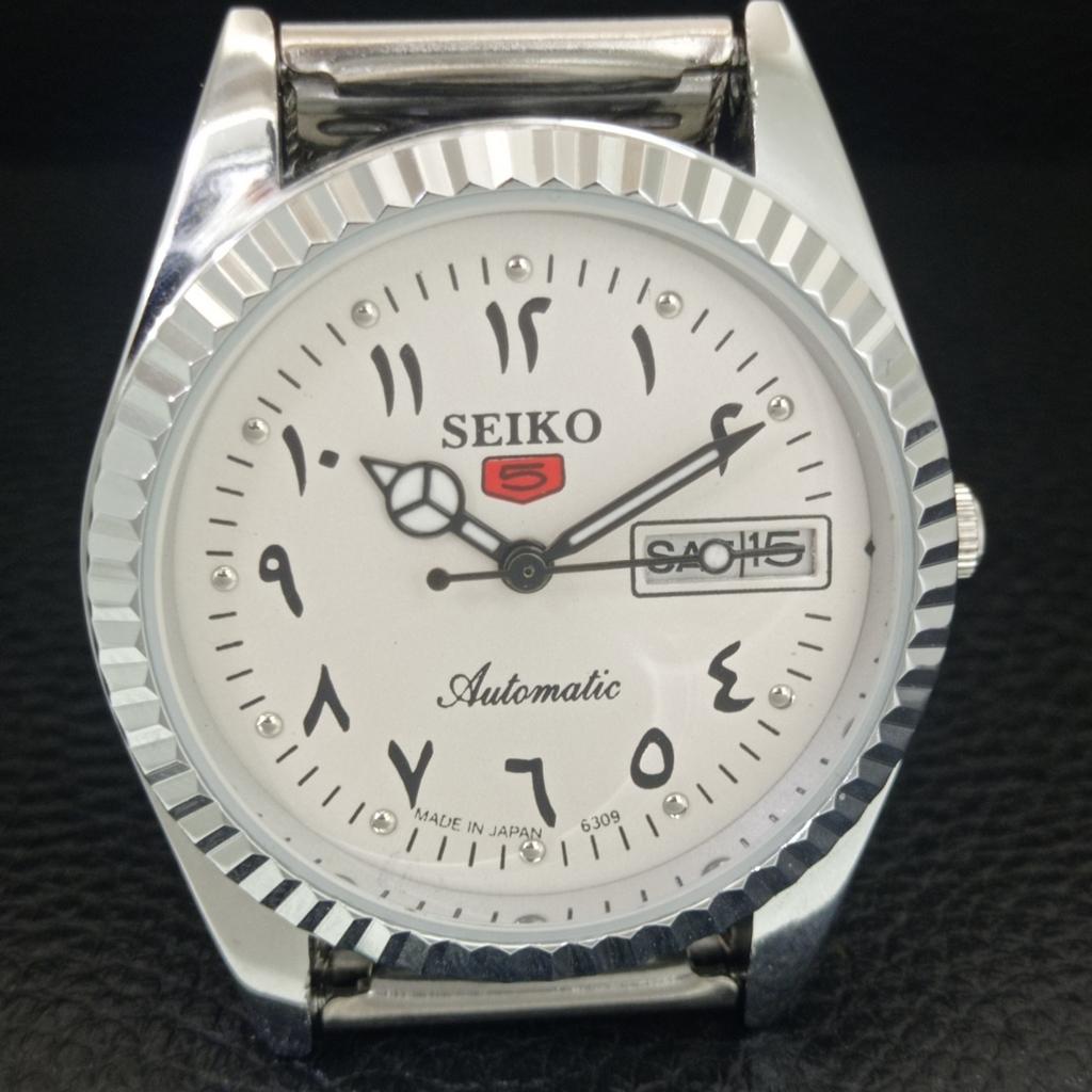 VINTAGE SEIKO 5 AUTOMATIC 6309A JAPAN MENS REFURBISHED WHITE WATCH A442486-1