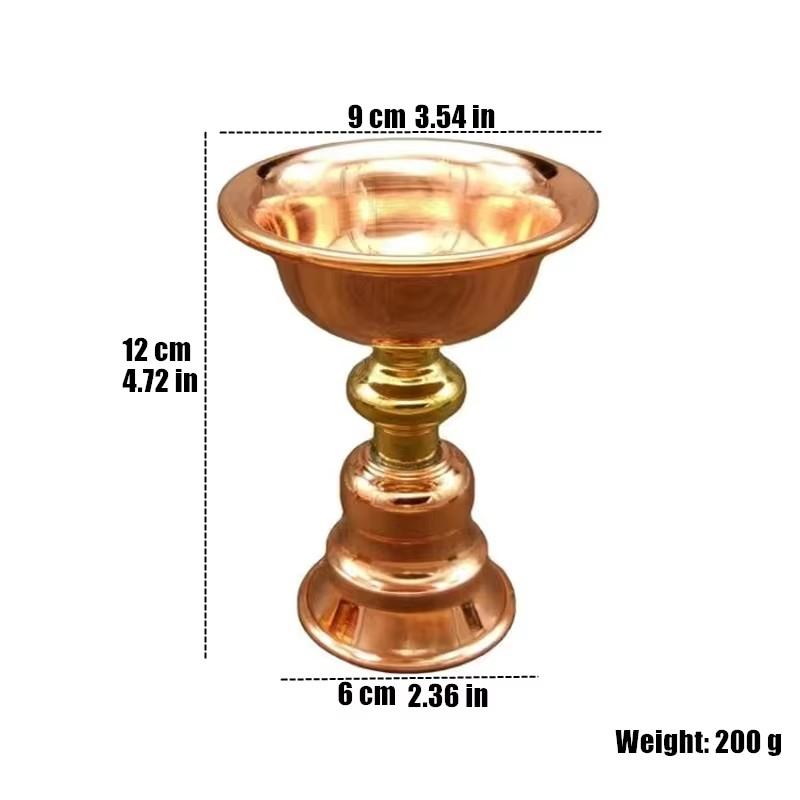 Red Brass Tibetan Candlestick Religion Handcrafted Polishing Altars Candle Floating Light Lamp Buddhist Tribute Table Decoration