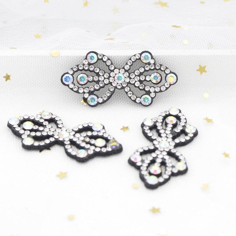 

10 шт. 50*24 мм блестящие стразы бантом нашивки пришивание украшения аксессуары для скрапбукинга чёрный