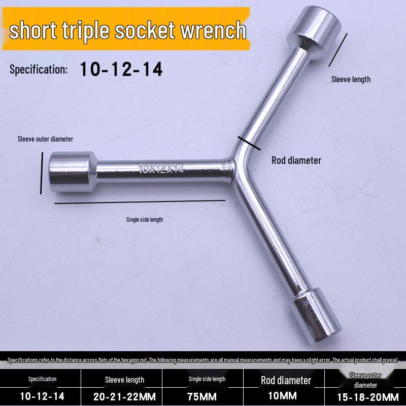 Triple Hex Socket Wrench Set for Car, Motorcycle, and EV Battery Repair