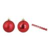 Boules de Noël - Set de 8 - Rayées rouges - Diamètre 6 cm - Finitions mates et brillantes