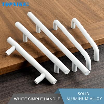 Poignées de tiroir de commode Blanc Chaud Tirants de meuble de cuisine Blanc Brillant Moderne Poignées de porte d'armoire Poignée Courbée en Métal pour Meuble