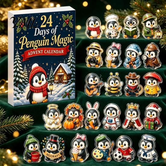 Decorative Acrylic Patches Guinea Pig Advent Calendar, 24Pcs 2D Ornament Set with Holiday Box for Teens Christmas Outfits, Tree Hanging Decor,