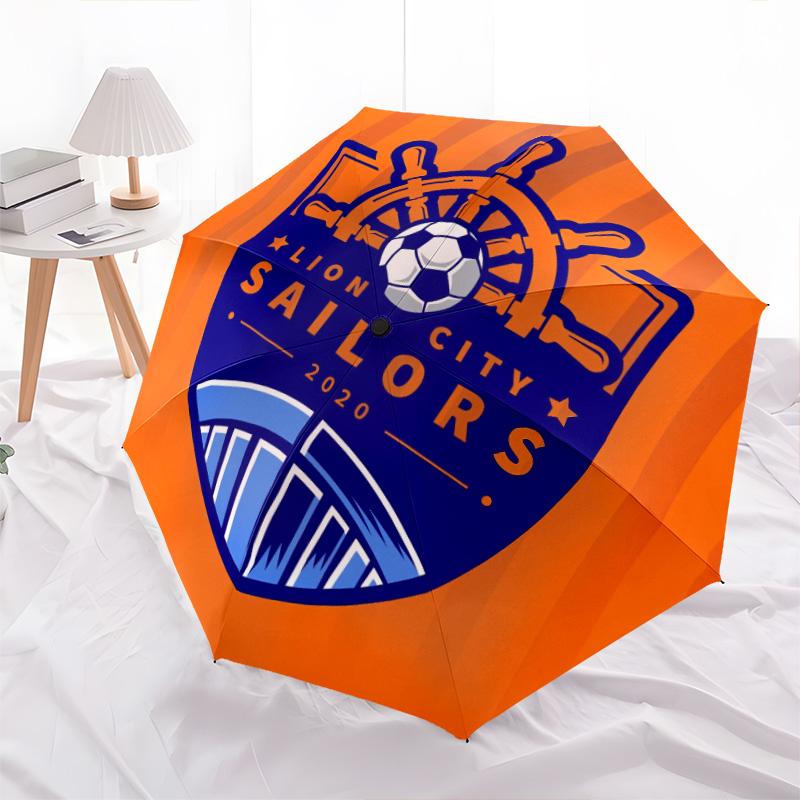 Lion City Sailors Football Club pattern, automatic folding umbrella, portable and foldable design, 8 ribs, a Christmas or birthday gift.