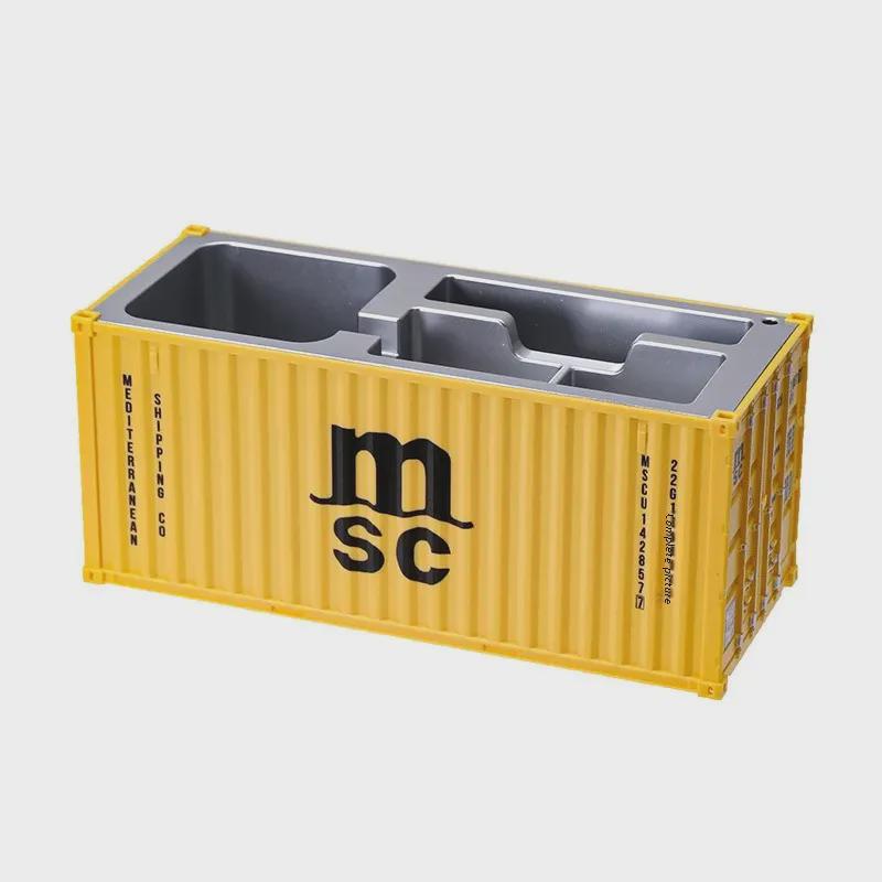 20ft Container Model Pen Holder & Business Card Box with Customizable Patterns/Text - Plastic Ornament