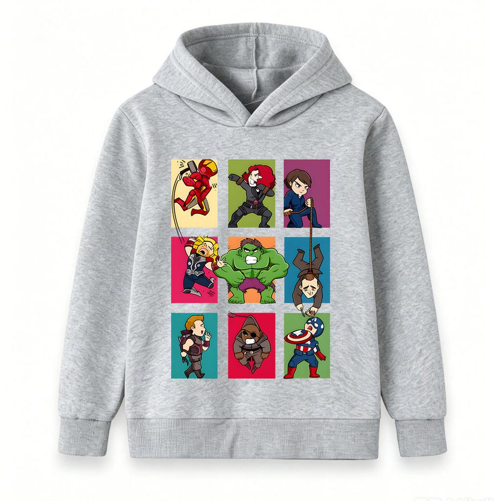Kids Boys Girls Pullover Hoodie, Cute Superhero Cartoon Printed Long Sleeve Casual Sweatshirt, Comfortable Hooded Top for Daily Wear and Party Gift