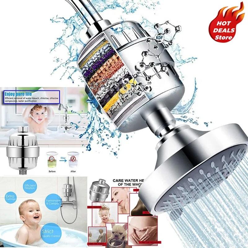 15 Stages Shower Water Filter,Kitchen Faucet Filtration,Remove Chlorine Heavy Metals Filtered Showers Head Soften for Hard Water