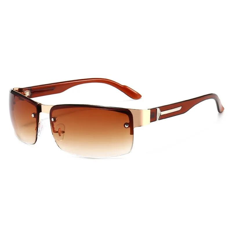 Rectangle Metal Sunglasses Business man Men male Fashion Glasses Brand Designer Retro Vintage Sunglasses gentle sun glasses
