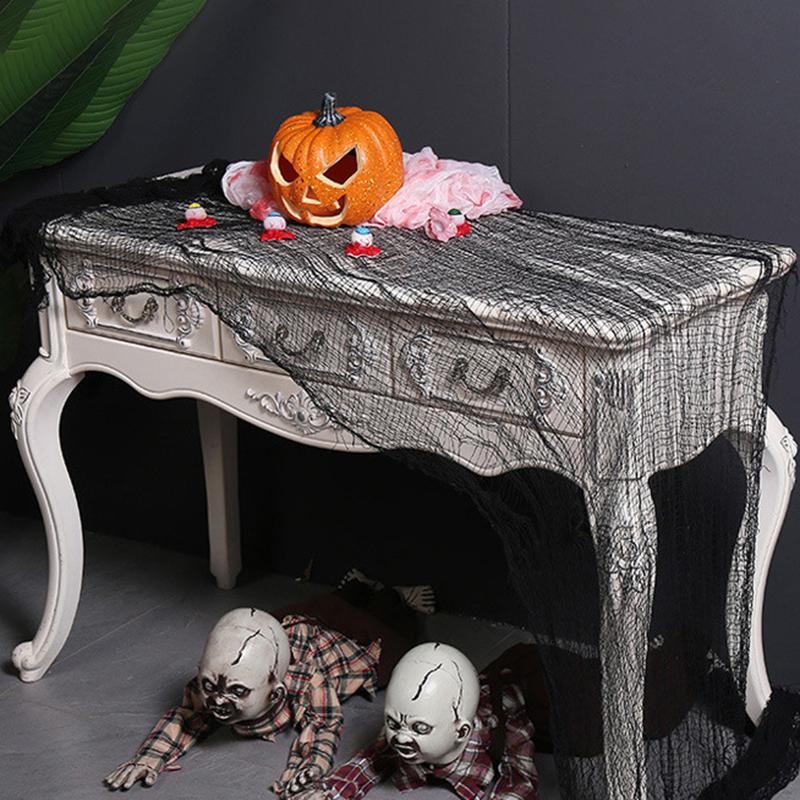 Halloween Decoration Large Creepy Mesh Cloth Decorative Haunted House Window Table Door Net Gauze for Party Entryway WWO66