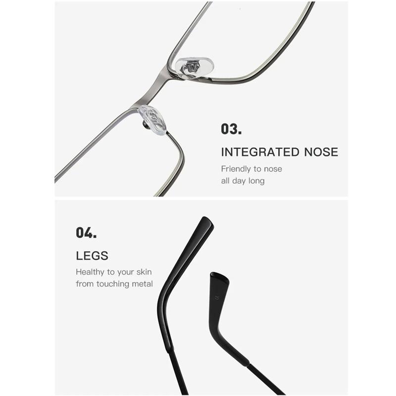 Men Square Metal Large Frame Reading Presbyopia Glasses Business Eyewear Diopters +1.25  To +6.0