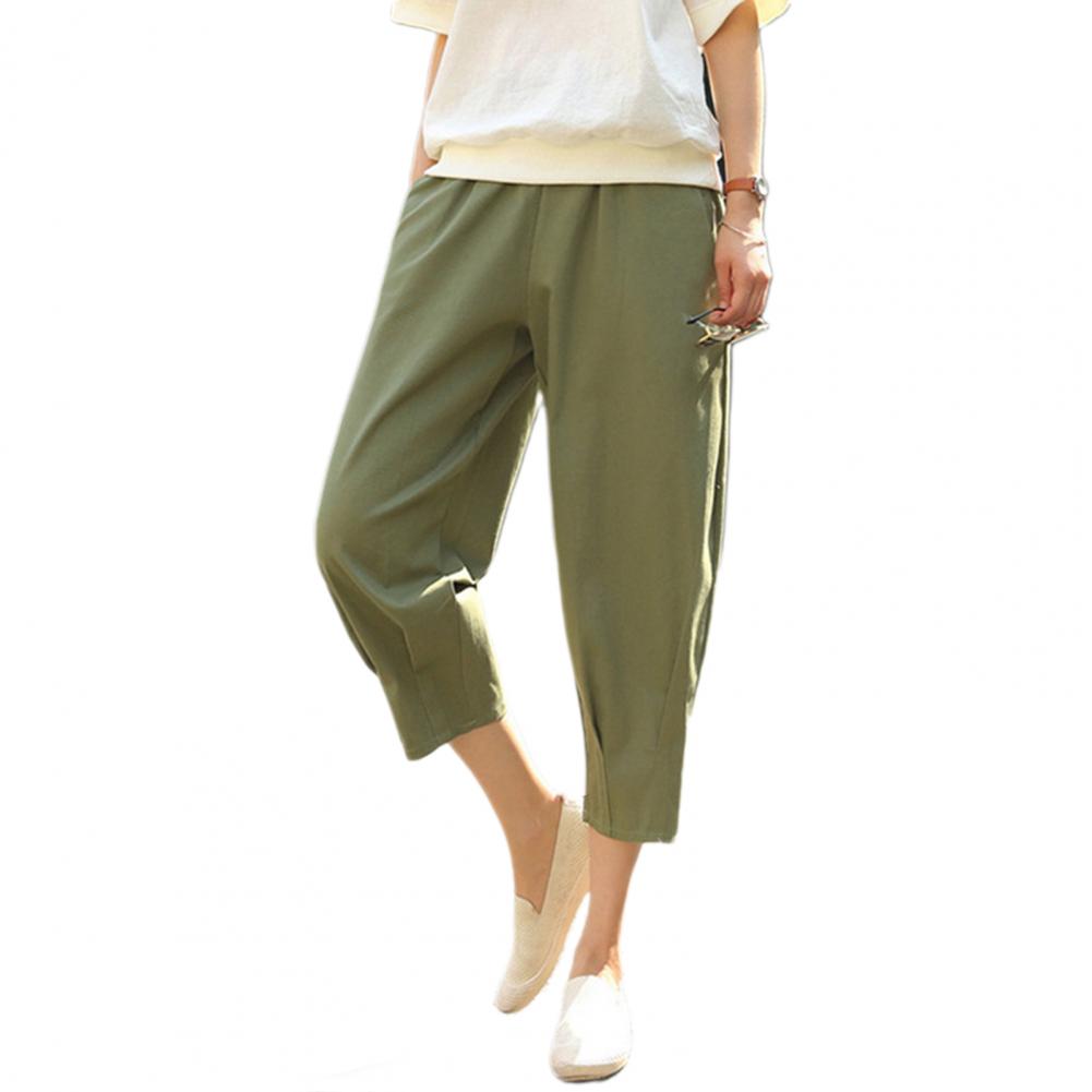 Women Casual Pants Summer Women's Casual Cropped Trousers Lightweight Elastic Waist Pants for Daily Wear Breathable for Women