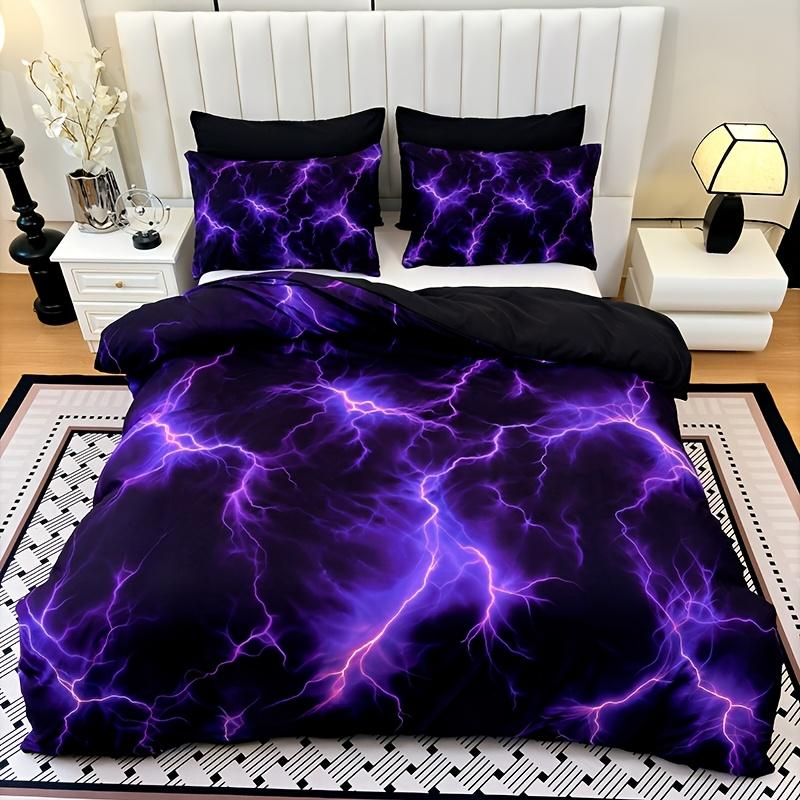 Fashion Purple Lightning Line Duvet Cover Set Residential Quarters High Definition Printing