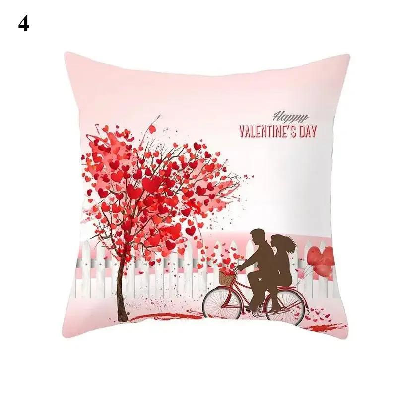 Valentine's Day Cushion Cover Red Heart Print Pillowcase Pillowcase Sofa Sofa Pillowcase