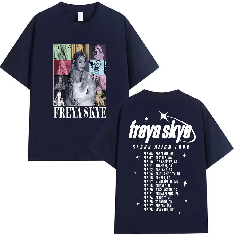 Nadměrné tričko s potiskem Freya Skye Tričko z tour Descendants World War Z Bavlna Streetwear Y2k Pánské Koncertní tričko Descendants Tričko na hudební festival