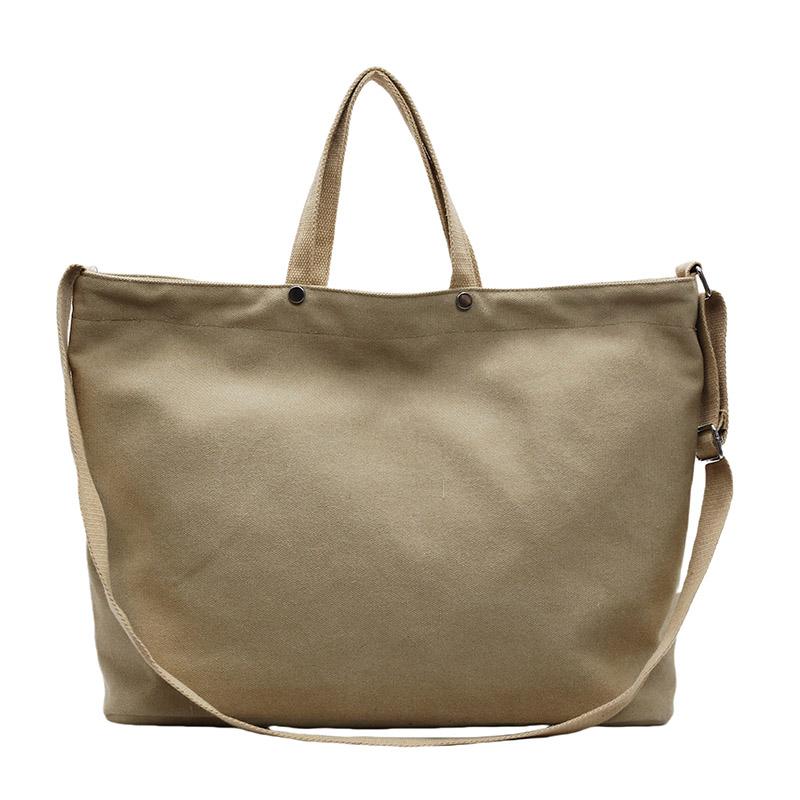 

Большая сумка-тоут - Холщовая наплечная сумка для женщин, Просторная рабочая/пляжная сумка с карманами хаки