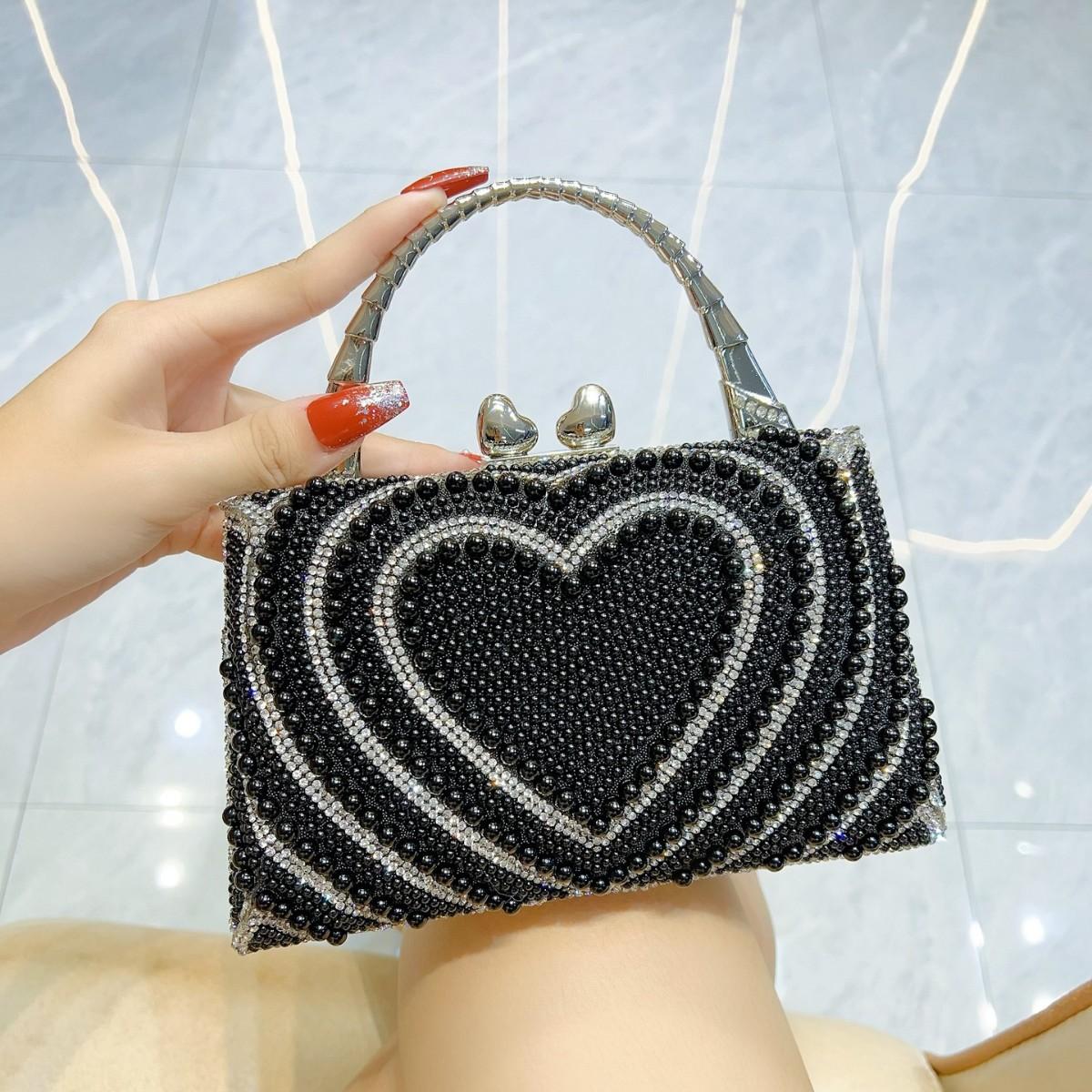 

New Diamond Studded Dinner Bag, Fashionable Crossbody Bag чорний