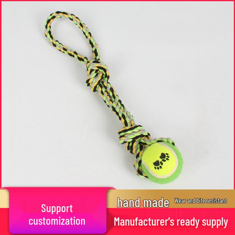 

Bite-Resistant Dog Rope Toy with Tennis Ball for Teething