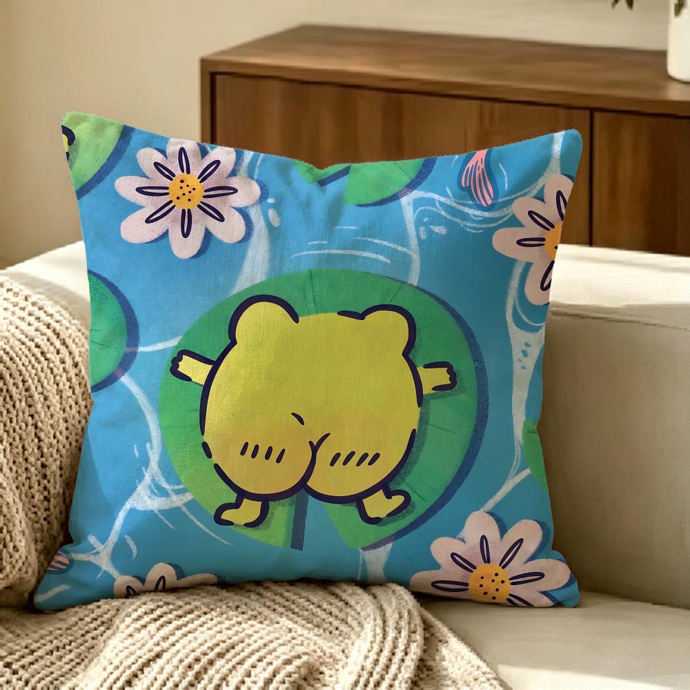 Cute Frog Cushion Cover Pillow Cover Nordic Minimalist Throw Doublesided Print Cushion Case For Sofa Bedroom Decor