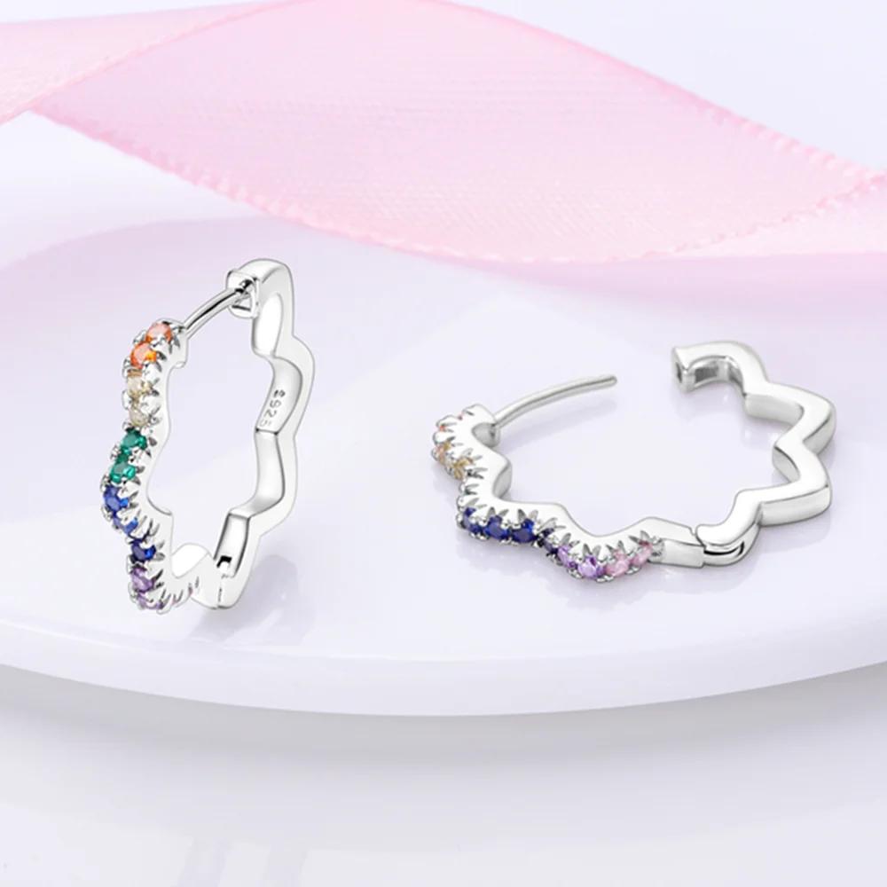 

925 Silver Colorful Flower Earrings Luxury Jewelry Gift For Female Girl Party Fashion Pendientes