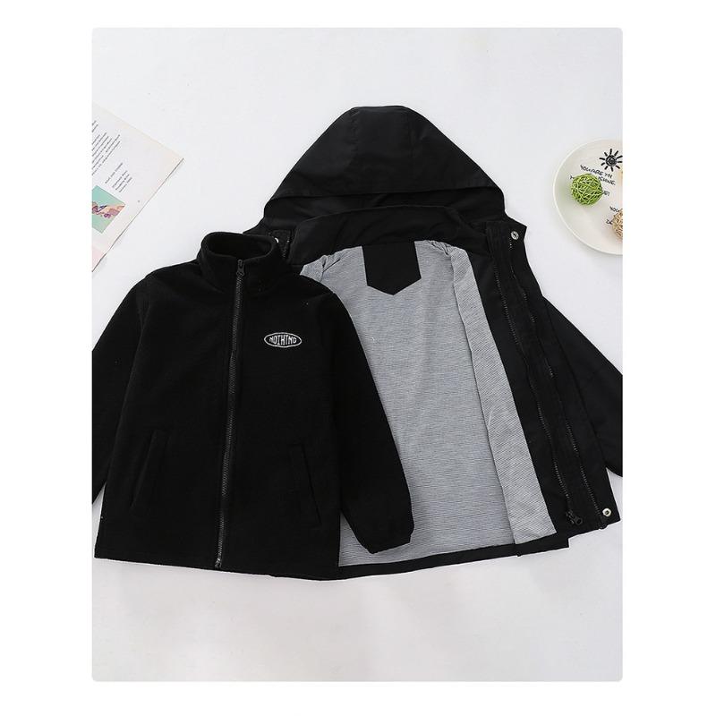 Boys 3 In 1 Windproof Waterproof Thickened Outdoor Windbreaker Kids Winter Jacket
